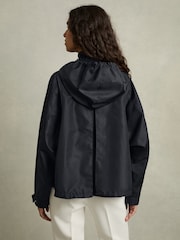 Reiss Navy Rhea Technical Water-Repellent Hooded Jacket - Image 5 of 6