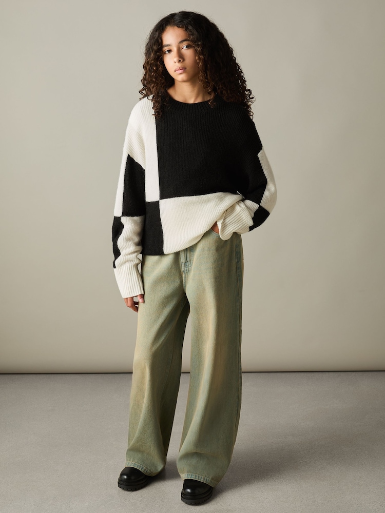 Reiss Black Amelia 13-14 yrs Colourblock-Intarsia Jumper with Wool and Alpaca - Image 2 of 4