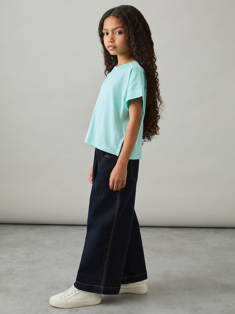 Reiss Aqua Lois 9-13 yrs Cotton Oversized Short-Sleeve T-Shirt - Image 3 of 4