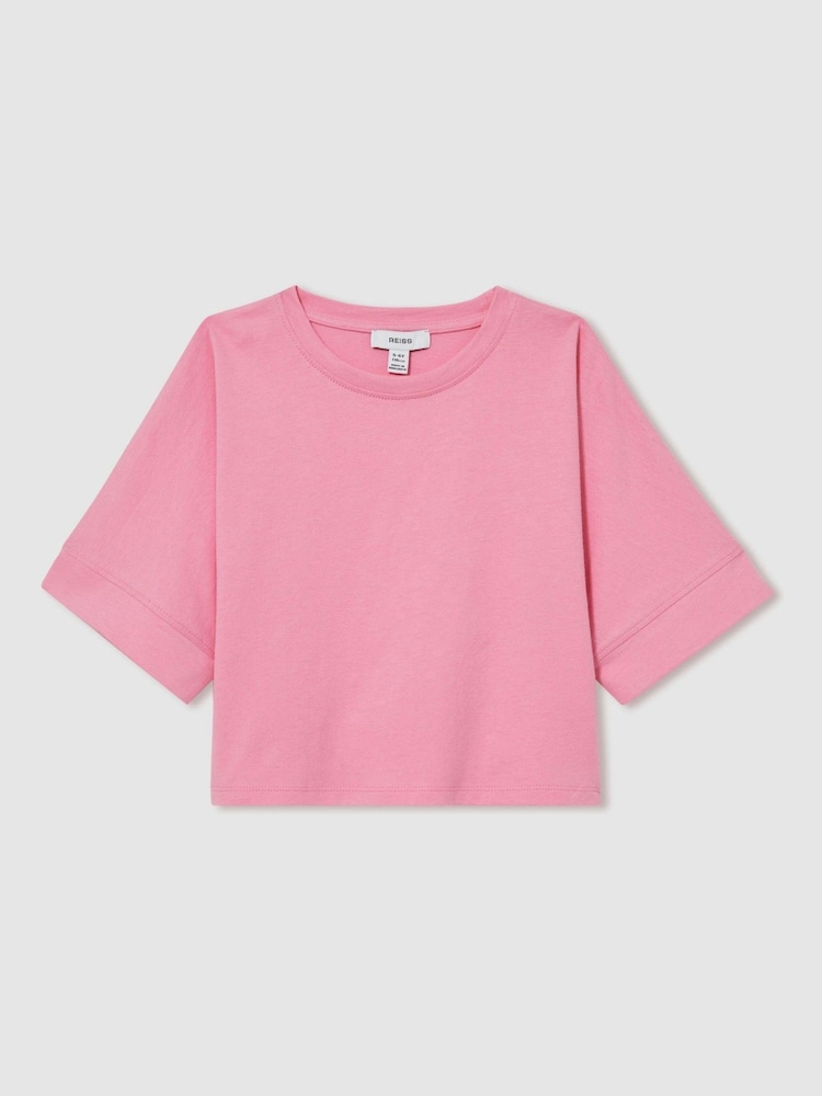 Reiss Bright Pink Lois 4-9 yrs Cotton Oversized Short-Sleeve T-Shirt - Image 2 of 4
