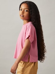 Reiss Bright Pink Lois 4-9 yrs Cotton Oversized Short-Sleeve T-Shirt - Image 3 of 4
