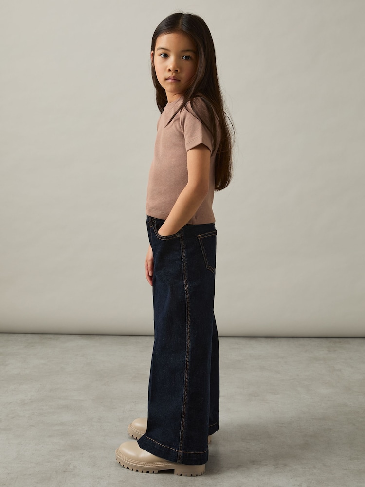 Reiss Berry Victoria 13-14 yrs Cotton-Jersey Ribbed Short-Sleeve T-Shirt - Image 2 of 4