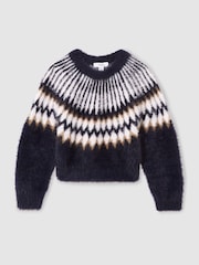 Reiss Navy Indy 4-9 yrs Fairisle Jumper With Alpaca Wool And Cashmere - Image 2 of 4