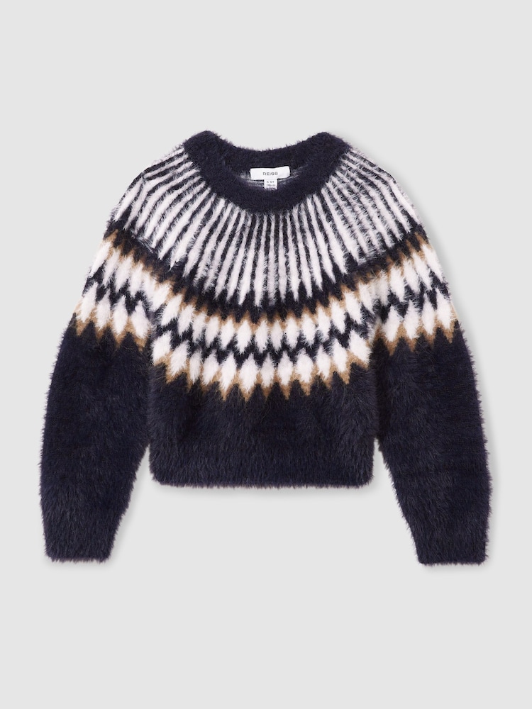 Reiss Navy Indy 4-9 yrs Fairisle Jumper With Alpaca Wool And Cashmere - Image 2 of 4