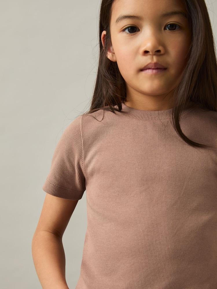 Reiss Berry Victoria 9-13 yrs Cotton-Jersey Ribbed Short-Sleeve T-Shirt - Image 1 of 4