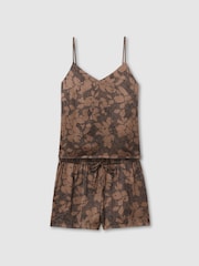 Reiss Mink/Black Chloe Satin Printed Pyjama Set - Image 2 of 5