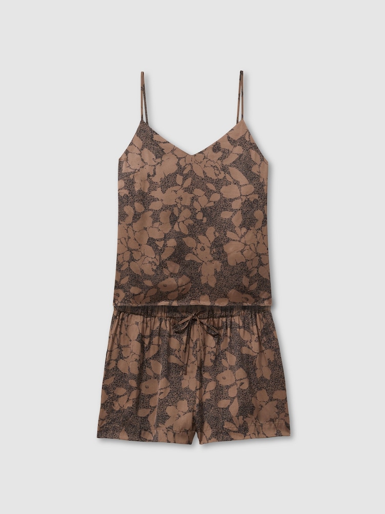 Reiss Mink/Black Chloe Satin Printed Pyjama Set - Image 2 of 5