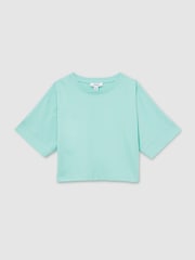 Reiss Aqua Lois 4-9 yrs Cotton Oversized Short-Sleeve T-Shirt - Image 2 of 4