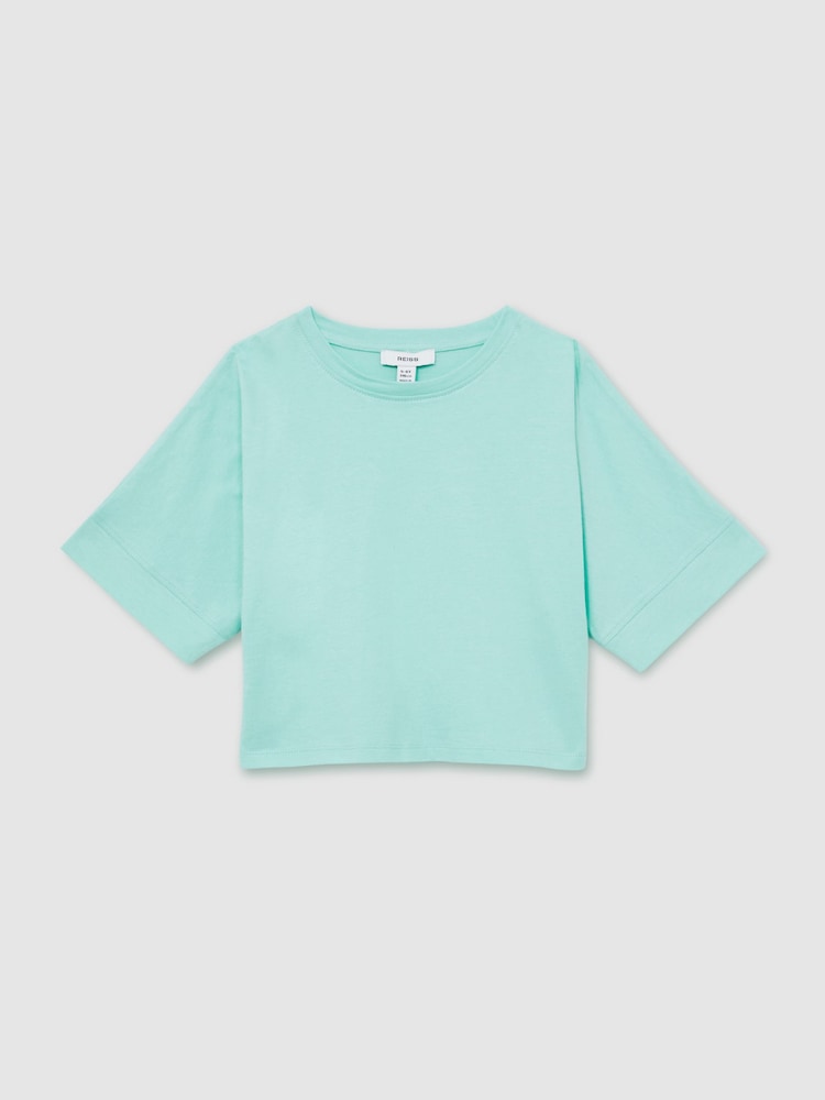 Reiss Aqua Lois 4-9 yrs Cotton Oversized Short-Sleeve T-Shirt - Image 2 of 4