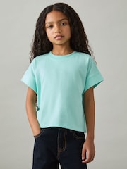 Reiss Aqua Lois 4-9 yrs Cotton Oversized Short-Sleeve T-Shirt - Image 3 of 4