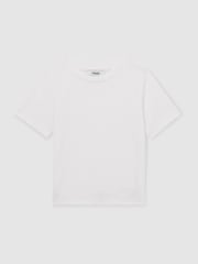 Reiss Ivory Victoria 9-13 yrs Cotton-Jersey Ribbed Short-Sleeve T-Shirt - Image 2 of 4