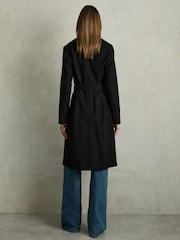 Reiss Black Rae Petite Wool Blend Belted Double Breasted Coat With Cashmere - Image 5 of 7