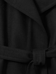 Reiss Black Rae Petite Wool Blend Belted Double Breasted Coat With Cashmere - Image 6 of 7