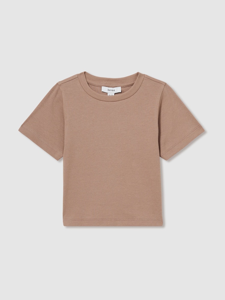 Reiss Berry Victoria 4-9 yrs Cotton-Jersey Ribbed Short-Sleeve T-Shirt - Image 2 of 4