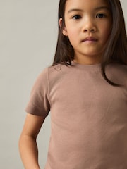 Reiss Berry Victoria 4-9 yrs Cotton-Jersey Ribbed Short-Sleeve T-Shirt - Image 3 of 4