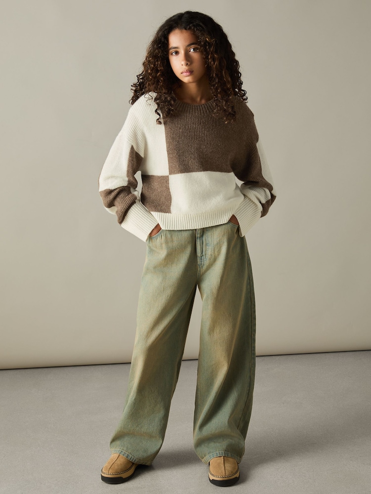 Reiss Brown Amie 13-14 yrs Colourblock-Intarsia Jumper with Wool and Alpaca - Image 2 of 4