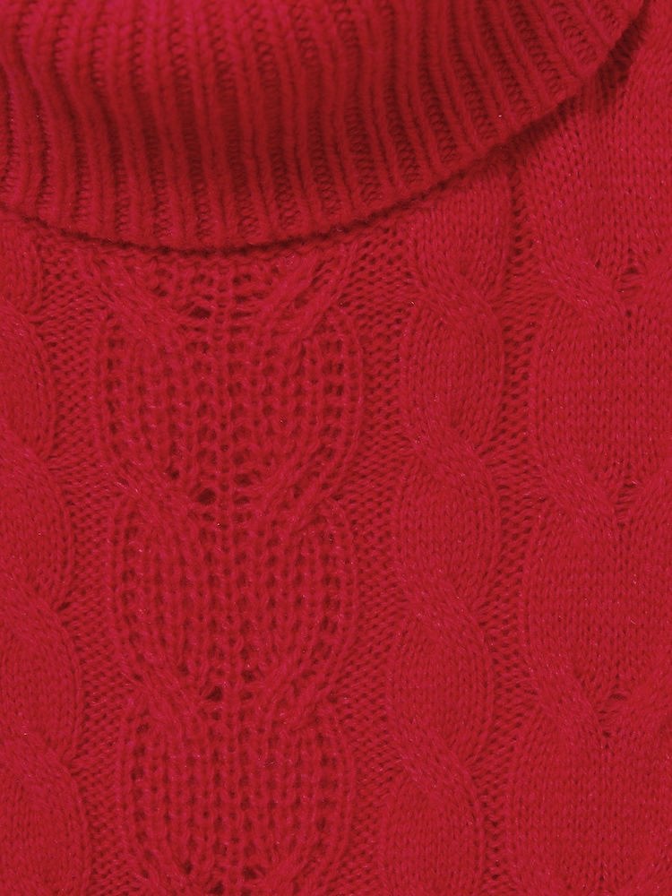 Reiss Red Carina 9-13 yrs Wool-Blend Cable-Knit Roll-Neck Jumper - Image 4 of 4