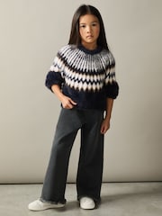 Reiss Navy Indy 9-13 yrs Fairisle Jumper With Alpaca Wool And Cashmere - Image 3 of 4