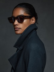 Reiss Teal Rae Petite Wool-Blend Belted Double-Breasted Coat With Cashmere - Image 3 of 6