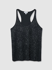 Reiss Dark Blue Lia Beaded Cami Top - Image 2 of 7