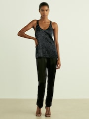 Reiss Dark Blue Lia Beaded Cami Top - Image 6 of 7