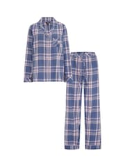 Pour Moi Blue Cosy Check Brushed 100% Cotton Pyjamas Gift Set - Image 3 of 4