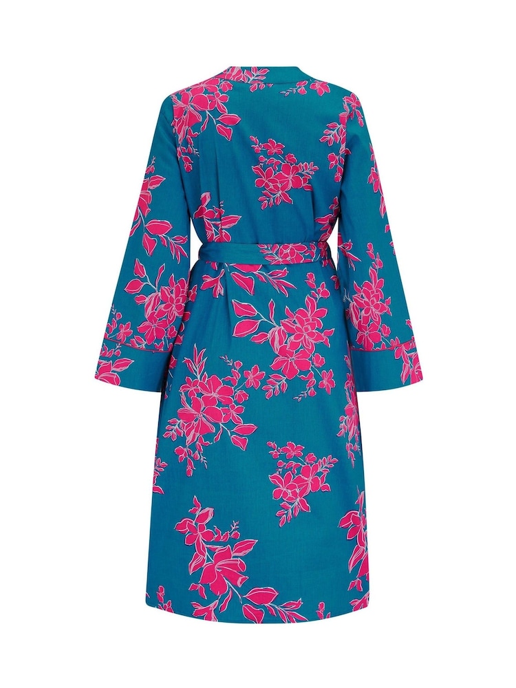 Pour Moi Blue Stretch Cotton Dressing Gown - Image 4 of 4