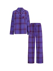Pour Moi Purple Cosy Check Brushed 100% Cotton Pyjamas Gift Set - Image 3 of 4