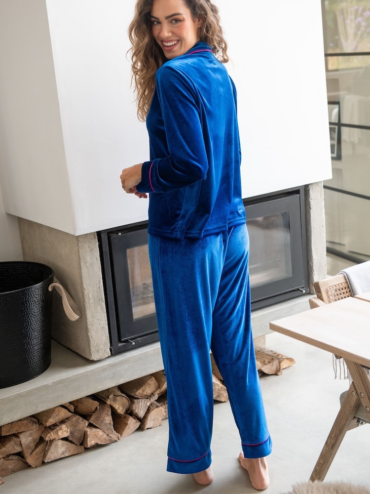 Azul - Pour Moi Velour Revere Collar Pyjamas Set - Imagen 2 de 4 Azul - Pour Moi Velour Revere Collar Pyjamas Set - Imagen 2 de 4