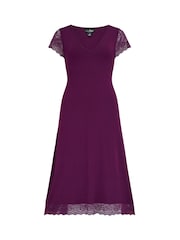 Pour Moi Purple Bamboo Jersey Lace Secret Support Midi Chemise - Image 3 of 4