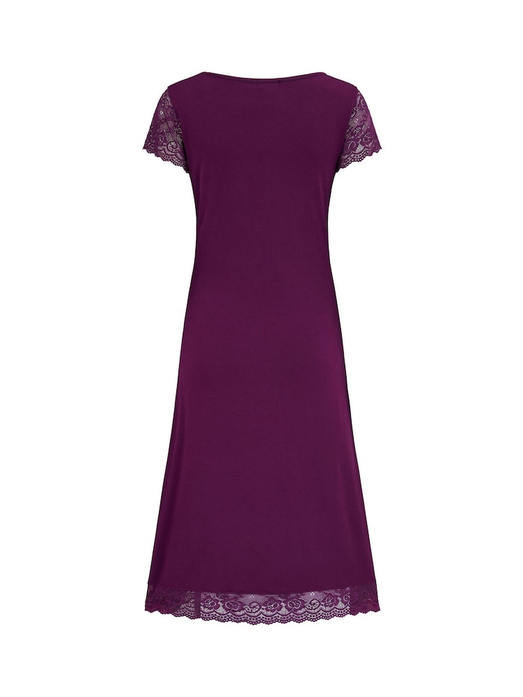 Pour Moi Purple Bamboo Jersey Lace Secret Support Midi Chemise - Image 4 of 4