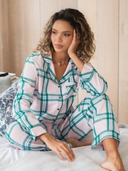 Pour Moi Pink Cosy Check Brushed 100% Cotton Pyjamas Gift Set - Image 2 of 4