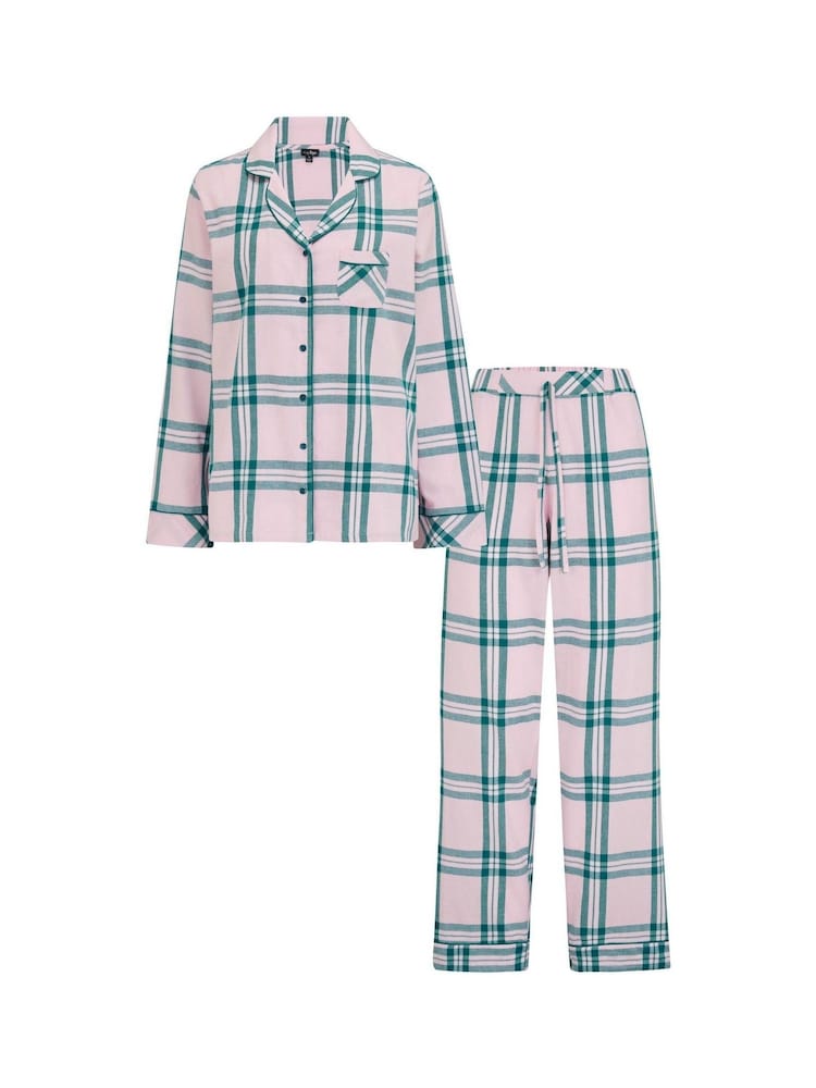 Pour Moi Pink Cosy Check Brushed 100% Cotton Pyjamas Gift Set - Image 3 of 4