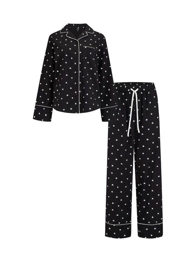 Pour Moi Black Stretch Cotton Button Through Revere Collar Pyjamas Set - Image 4 of 4