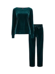 Pour Moi Green Velour Lounge Pyjamas Set - Image 4 of 4