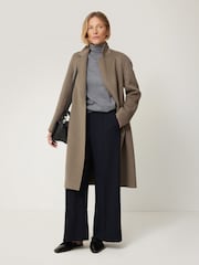 Jigsaw Brown Double Faced Tailored Coat - Image 6 of 7