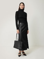 Jigsaw Black Wool Jersey Polo Neck Top - Image 3 of 5