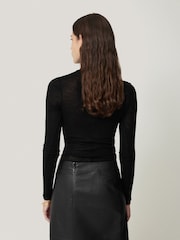 Jigsaw Black Wool Jersey Polo Neck Top - Image 5 of 5