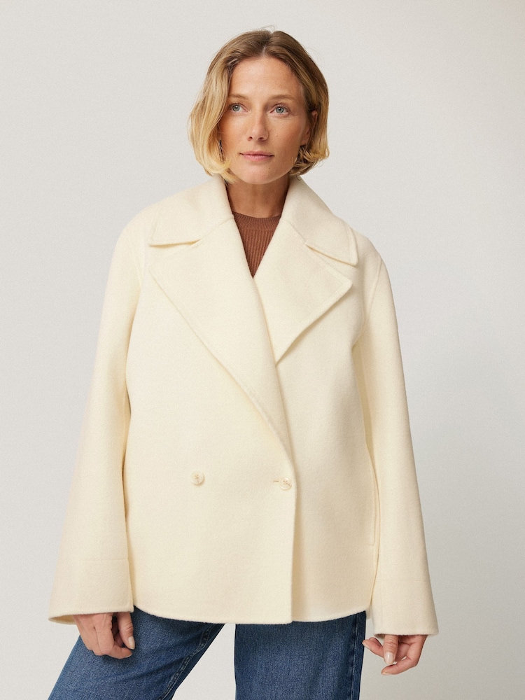 Jigsaw White Wool Double Faced Short Coat - Image 1 of 7