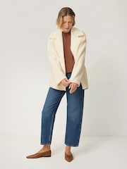 Jigsaw White Wool Double Faced Short Coat - Image 3 of 7