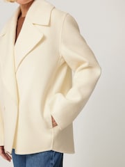 Jigsaw White Wool Double Faced Short Coat - Image 4 of 7