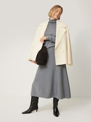 Jigsaw White Wool Double Faced Short Coat - Image 6 of 7