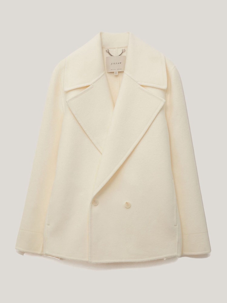 Jigsaw White Wool Double Faced Short Coat - Image 7 of 7