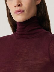 Jigsaw Red Wool Jersey Polo Neck Top - Image 2 of 7