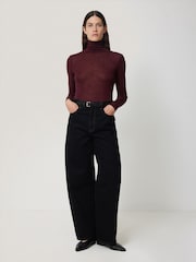 Jigsaw Red Wool Jersey Polo Neck Top - Image 3 of 7