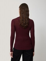 Jigsaw Red Wool Jersey Polo Neck Top - Image 5 of 7