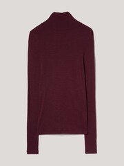 Jigsaw Red Wool Jersey Polo Neck Top - Image 6 of 7