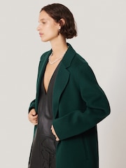 Jigsaw Green Double Faced Tailored Coat - Image 2 of 7