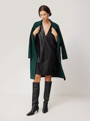 Jigsaw Green Double Faced Tailored Coat - Image 4 of 7