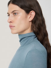 Jigsaw Blue Wool Jersey Polo Neck Top - Image 2 of 6